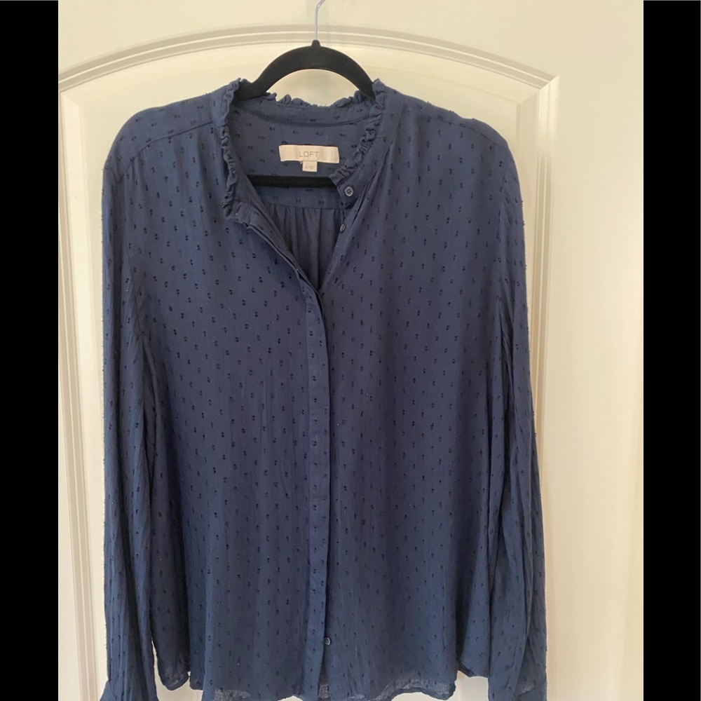 Ann Taylor Navy Blue Blouse, SZ 12